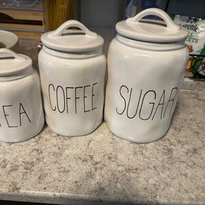 Rae Dunn White Tea Coffee Sugar Canister Set